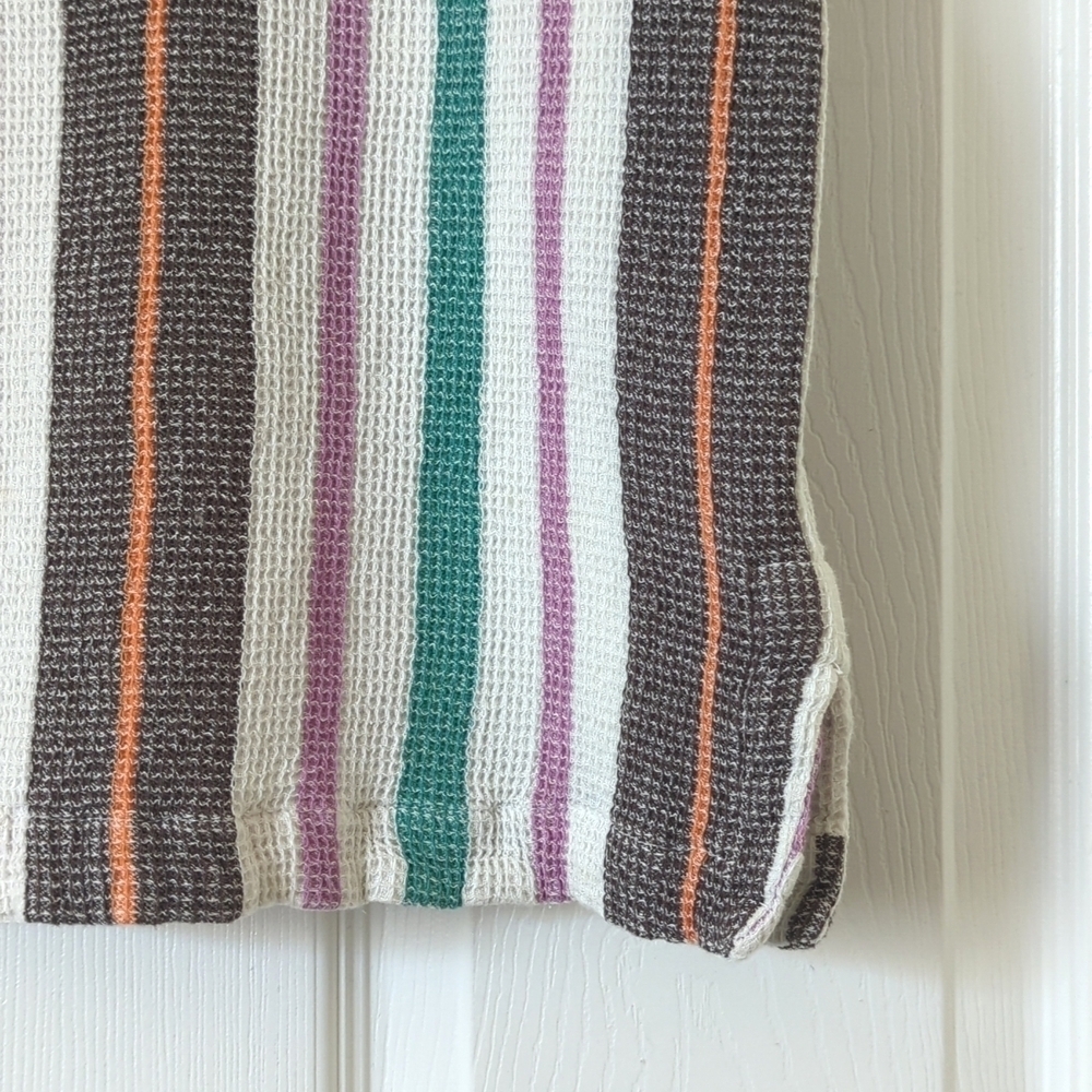 Free People Endless Summer Soleil Time Striped Waffle Knit Boxy Henley Polo XS - Picture 8 of 11